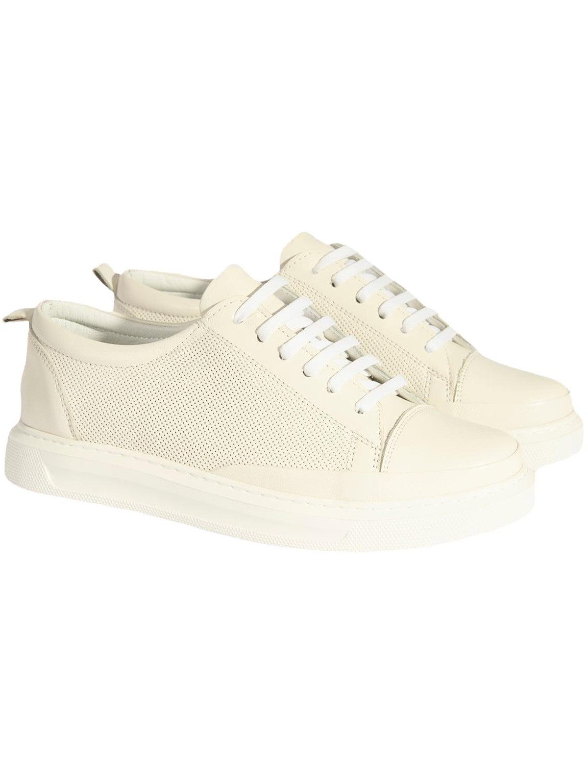 Damen-Sneaker aus Leder – Elastische Schnürsenkel, flacher Absatz Sneaker