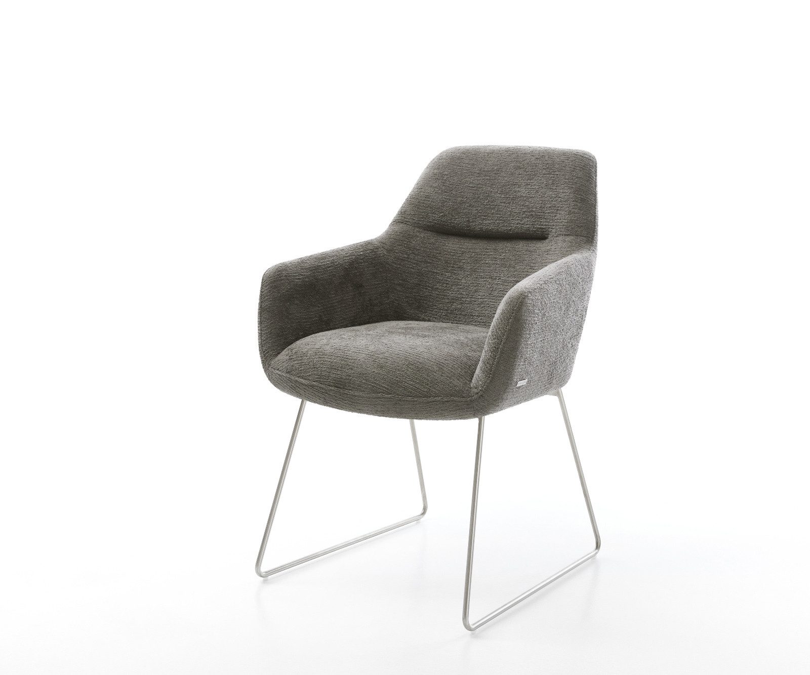 DELIFE Polsterstuhl Pejo-Flex, Kufengestell Edelstahl Bouclé günstig online kaufen
