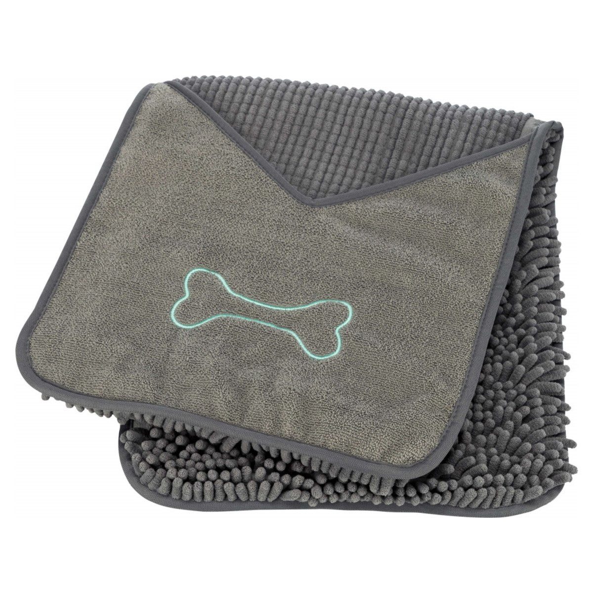 Hundebademantel Handtuch mit Handlaschen grau für Hunde