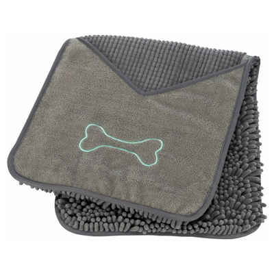 TRIXIE Hundebademantel Handtuch mit Handlaschen grau für Hunde