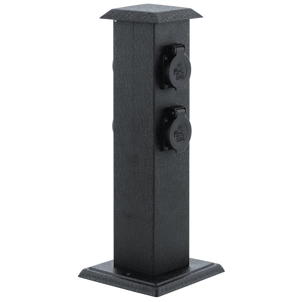EGLO Gartensteckdose 93426 EGLO Park 4 Gartensteckdosensäule Stahl schwarz Kunststoff