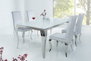 riess-ambiente Esstisch MODERN BAROCK 180cm weiß / silber (Einzelartikel, 1-St), Esszimmer · Opalglas · Edelstahl · eckig