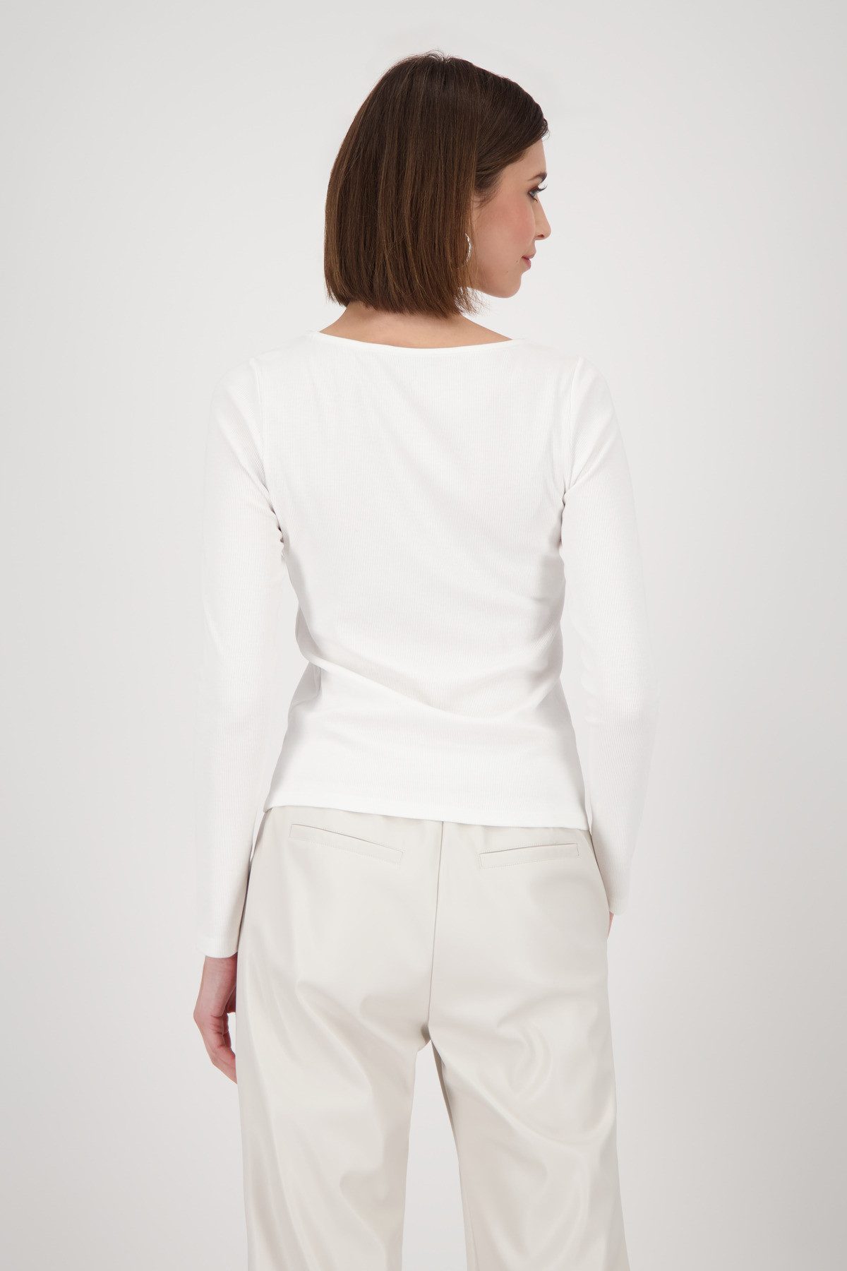 Monari Langarmshirt Shirt Rippe + Schmuck Mit Rundhalsausschnitt günstig online kaufen