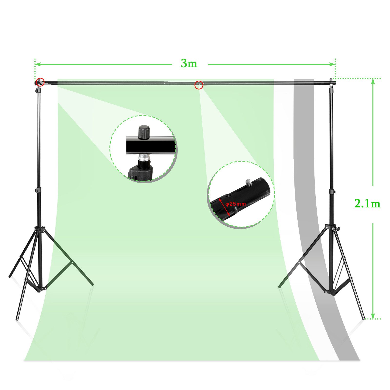 Clanmacy Fotohintergrund Fotostudio Set Hintergrundsystem Hintergrund Ständer mit Tragetasche