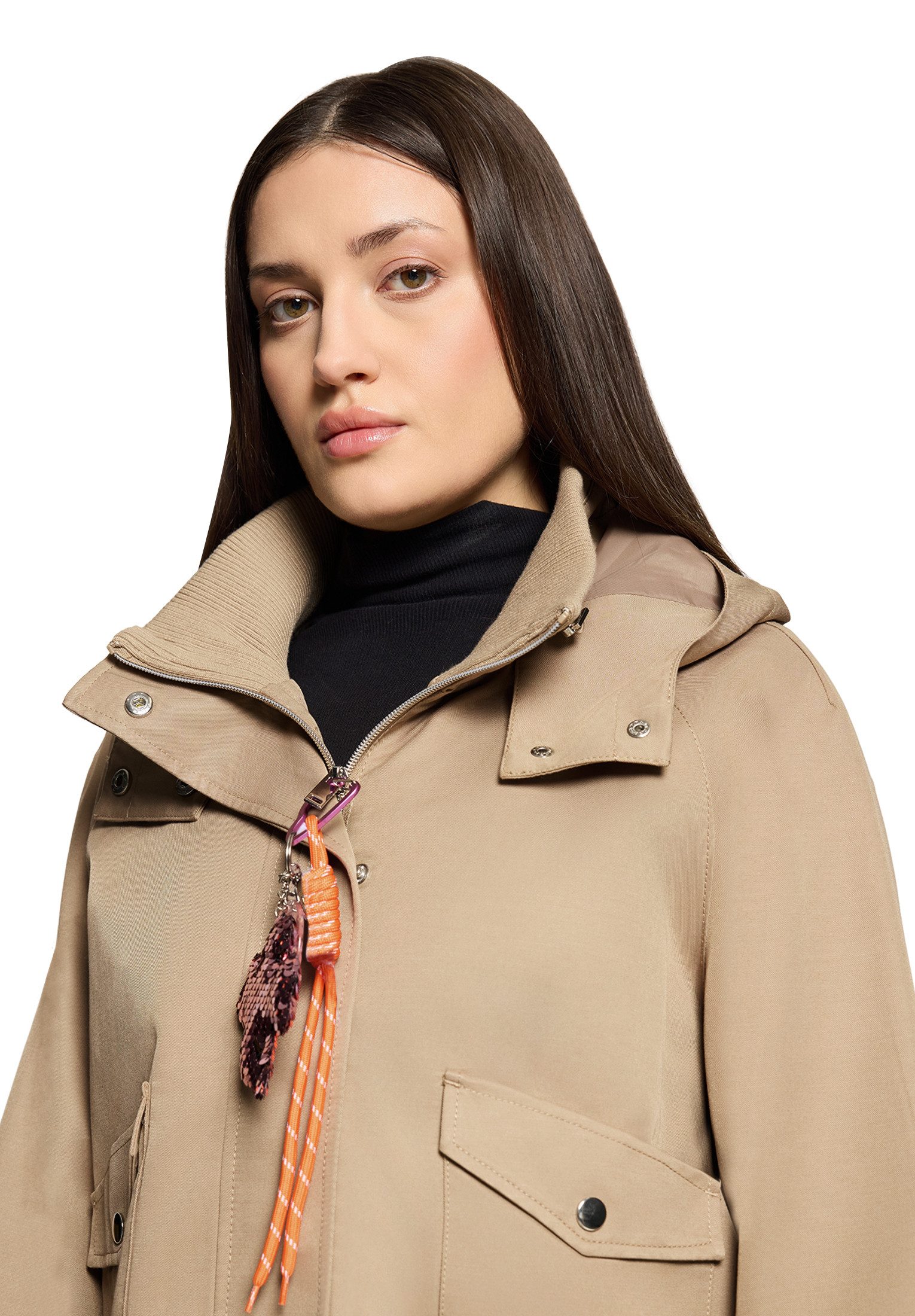 Cartoon Canvasjacke Damen mit aufgesetzten Taschen