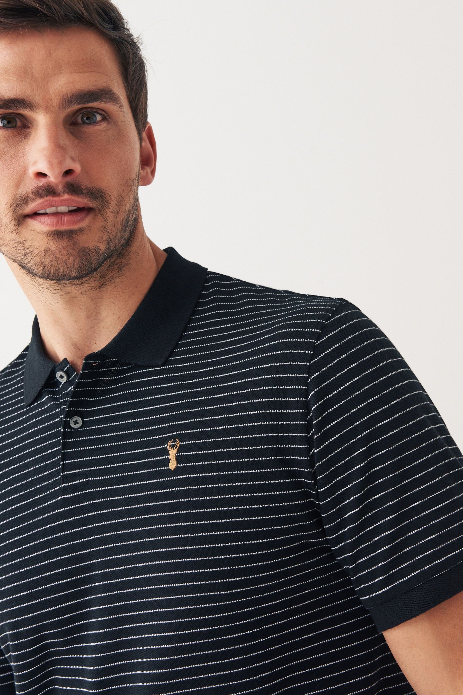 (1-tlg) Stripe Poloshirt Next Piqué-Poloshirt Black/Ecru