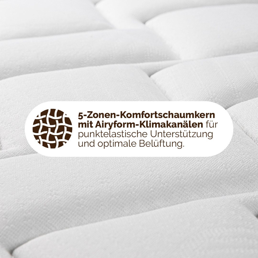 Komfortschaummatratze Komfortschaummatratze Airy Form 23, Matratze in diversen Größen, DI QUATTRO, 23 cm hoch, Die Matratze, die atmet! - besonders atmungsaktiv – Bild 5 von 5