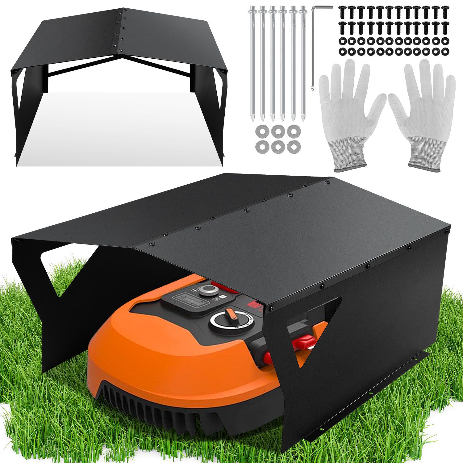 Clanmacy Mähroboter-Garage Rasenmäher Garage 78*60*34CM Abdeckung Garagen Dach Überdachung, BxTxH: 60x78x40 cm, (1-St)