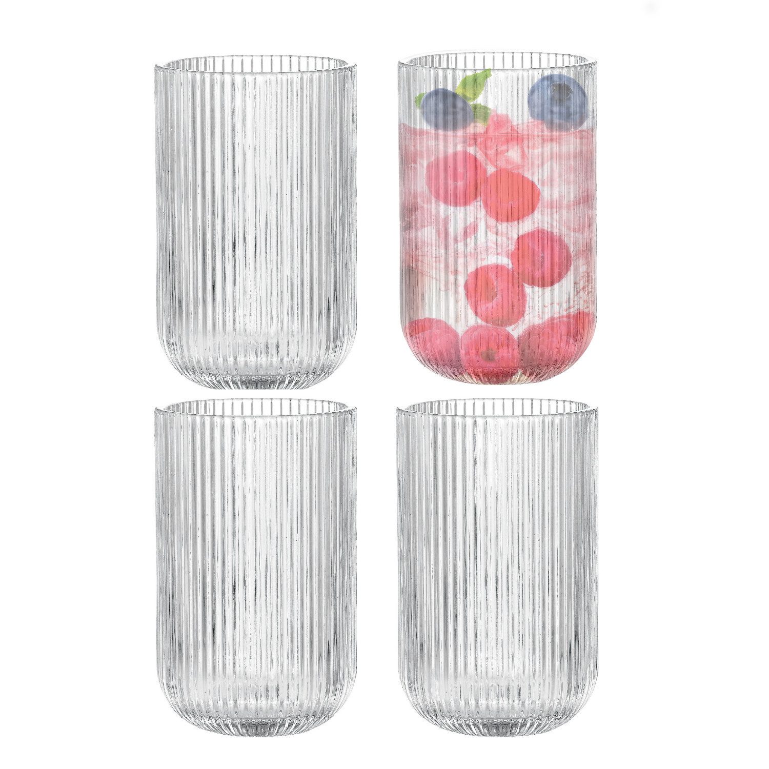 Zoha Gläser-Set Relief Crystal Glas Set - Latte Macchiato Tee Softdrink, 4-tlg., Glas, Hitzebeständig - verschiedene Größen