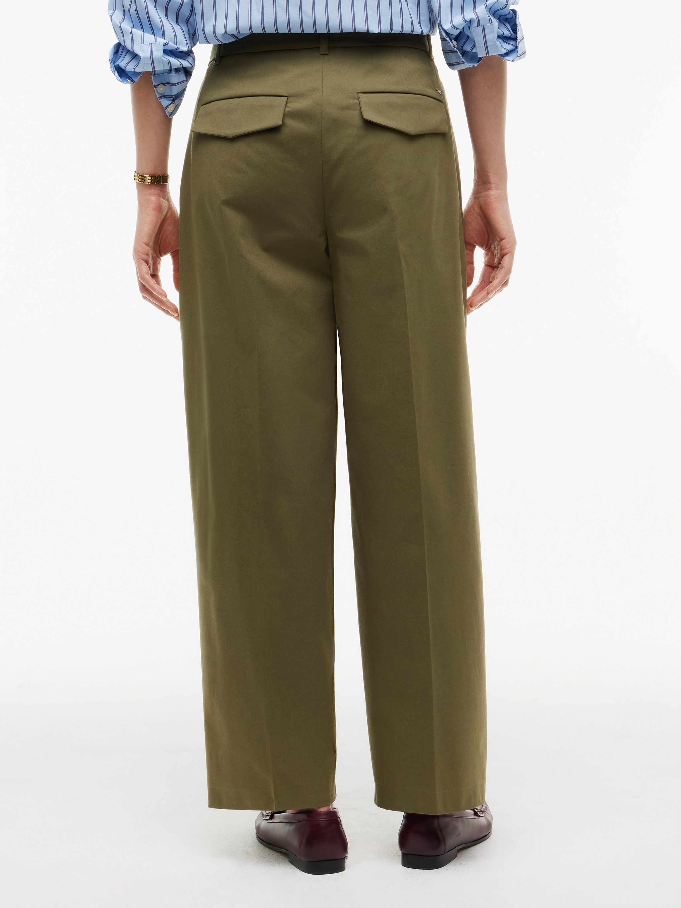 Tommy Hilfiger Chinohose COTTON BARREL PLEATED CHINO Baumwollmix, Mid Rise, Tapered