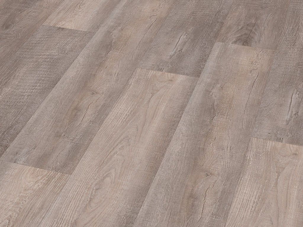 Check Vinylboden Klick-Vinyl SPC 5 mm Vinylboden Breitdiele inkl. Trittschalldämmung, Weichmacherfrei - 1220 × 230 x 5 mm, Packung, In 1 Packung: 8 Paneele - 2,245m², Breitdiele im modernen Eiche-Dekor