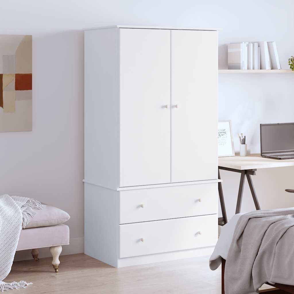 vidaXL Kleiderschrank Kleiderschrank ALTA Weiß 90x55x170 cm Massivholz Kiefer (1-St)