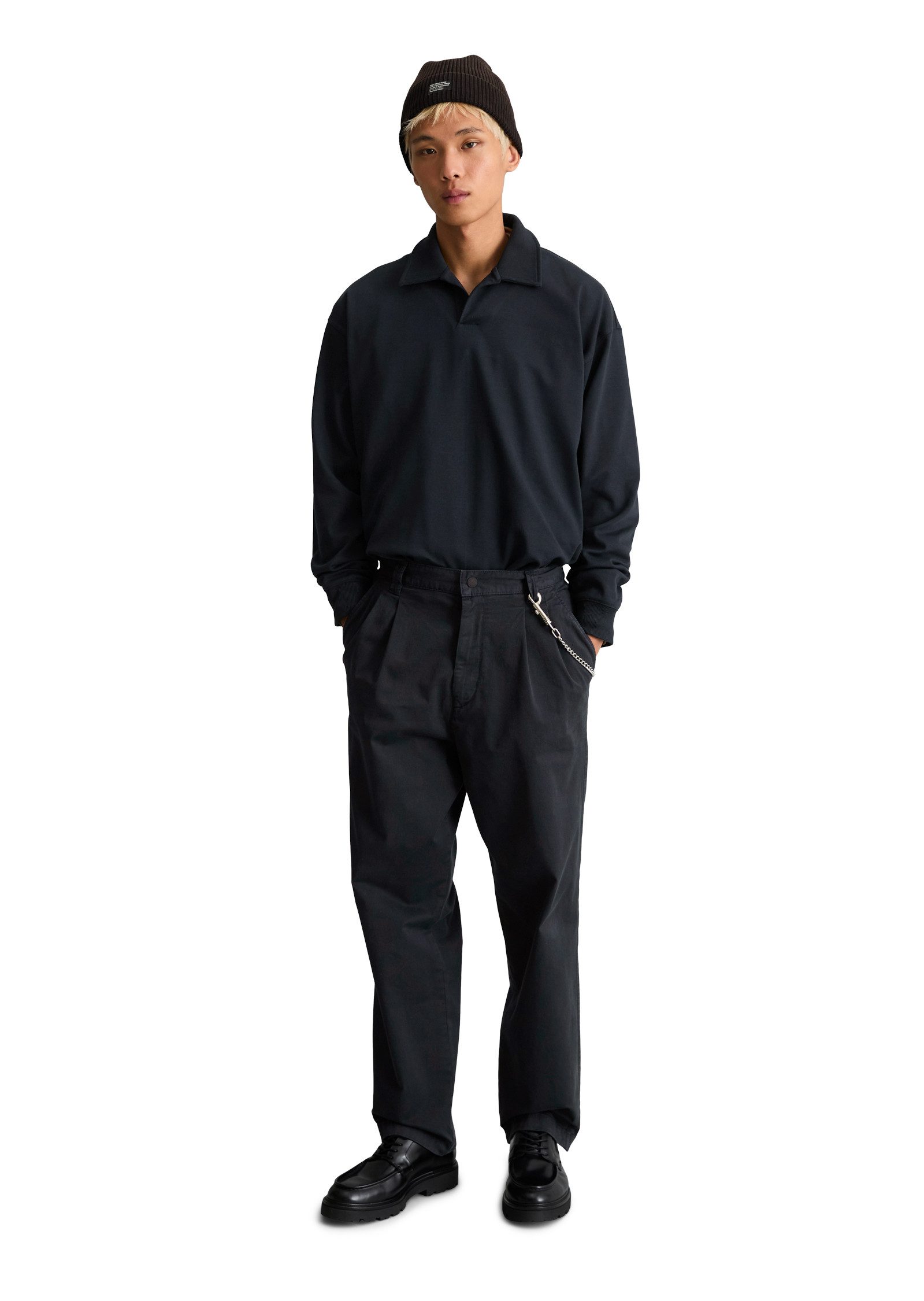 Marc O'Polo DENIM Langarm-Poloshirt Polo-Sweatshirt regular aus schwerem Interlock Jersey – Bild 4 von 5