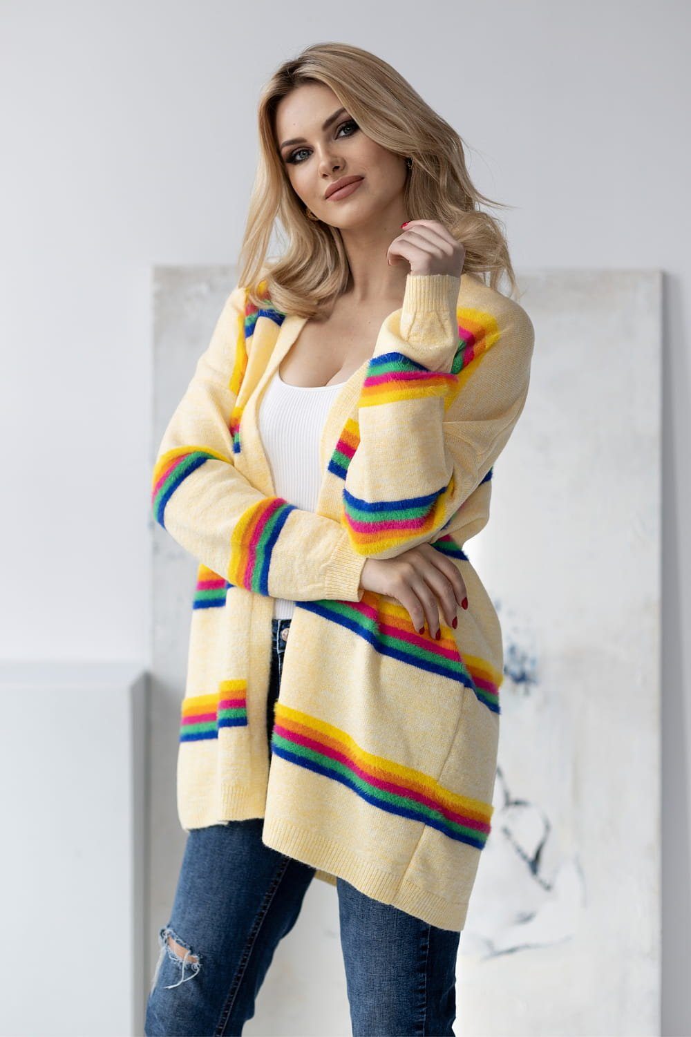 PeeKaBoo Cardigan Strickjacke gestreift lang günstig online kaufen