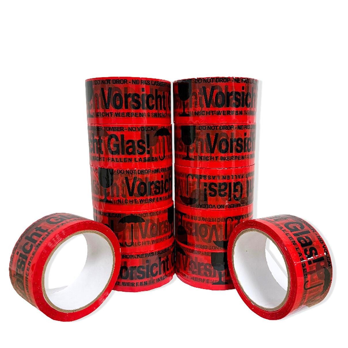 BAYLI Klebeband 108 Rollen PP Klebeband Vorsicht Glas 48mm x 66m - Warnband - starkes