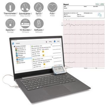 pulox EKG-Gerät Checkme Pro Tragbarer Vitalcheck Monitor mit Pulsoximeter
