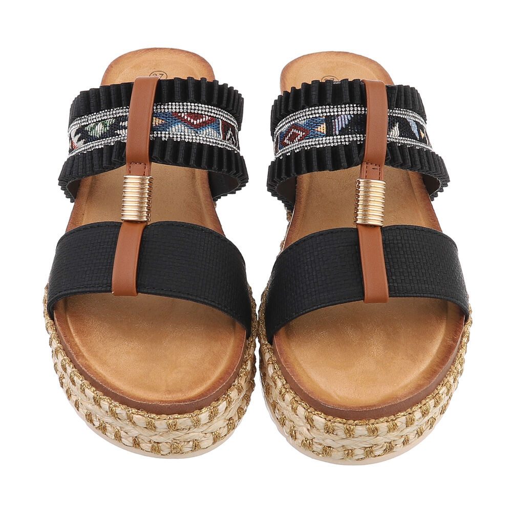 Ital-Design Komfortable Sandalen für den Sommer – Stil & Bequemlichkeit Plateausandaletten (89323163) Keilabsatz/Wedge Keilsandaletten in Schwarz – Bild 4 von 5