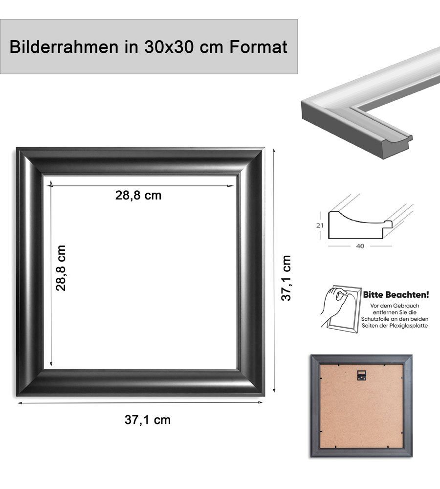 IDEAL TREND Bilderrahmen Bilderrahmen Lifestyle Foto Rahmen Collage quadratisch Wanddeko Poster, für 1 Bilder (1 St), Hochwertiger Kunststoffrahmen mit Kunststo – Bild 4 von 5