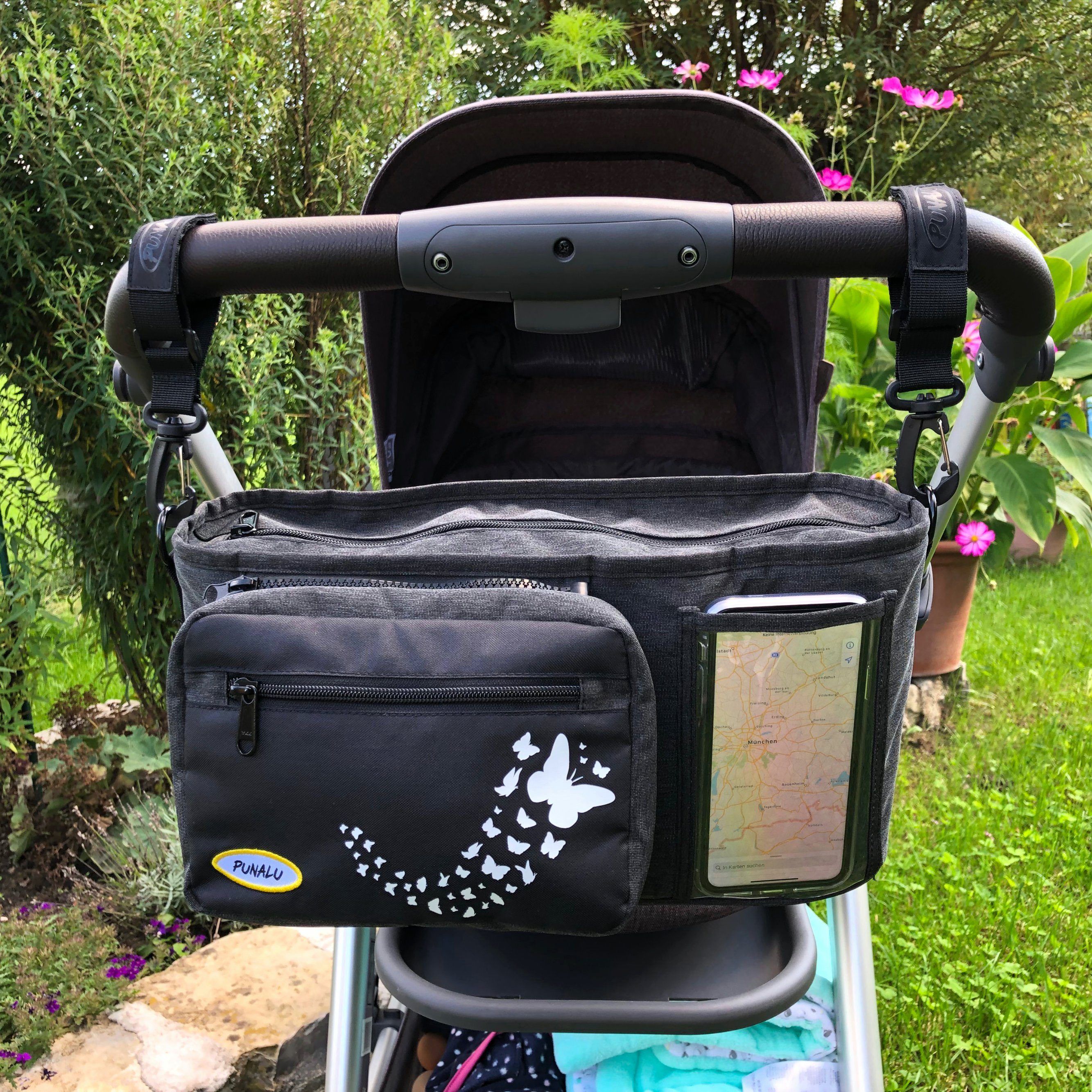 PUNALU Kinderwagen-Tasche großer mit Punalu Kinderwagen Schmetterlingsmuster Organizer