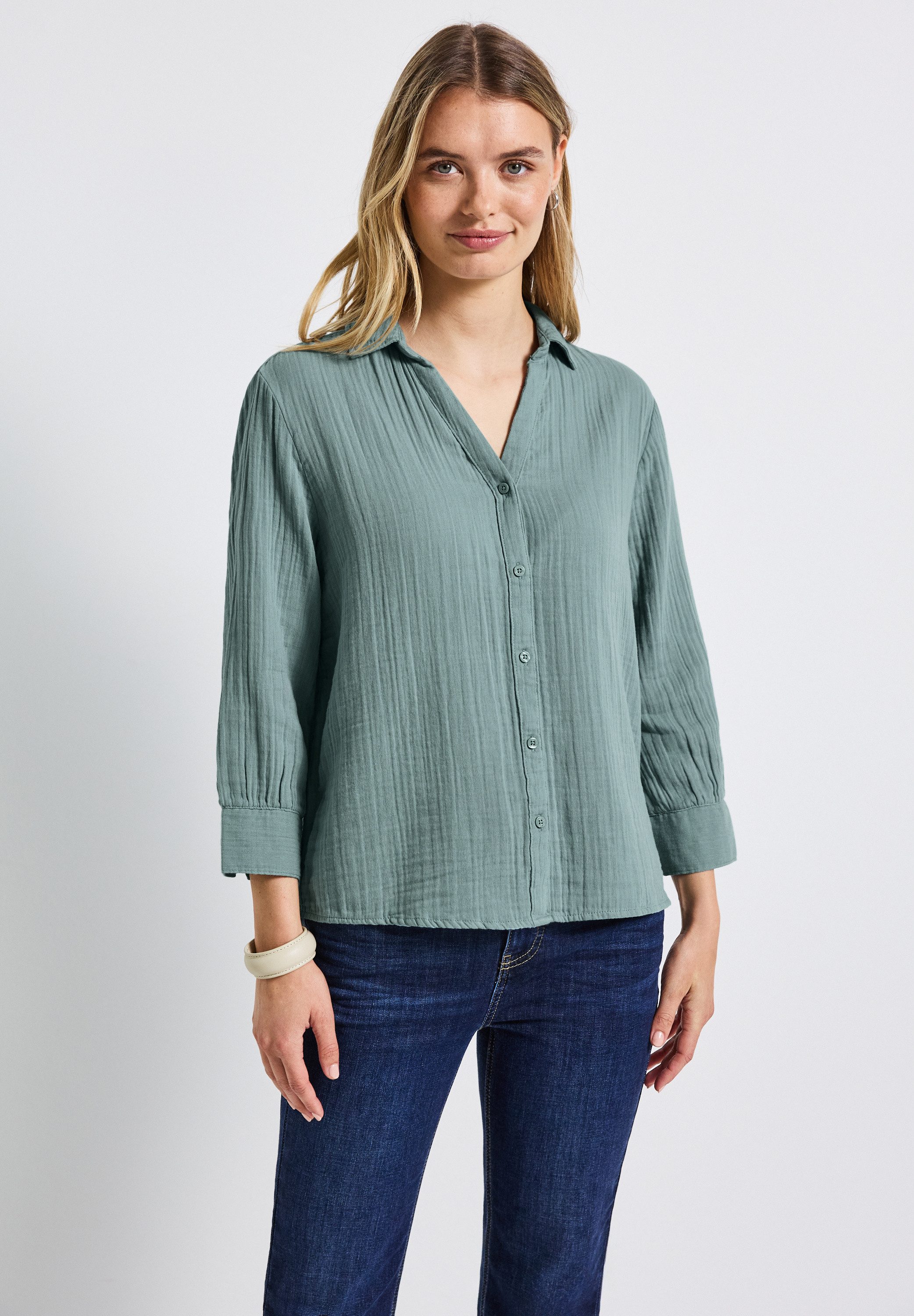 STREET ONE Hemdbluse aus reiner Baumwolle