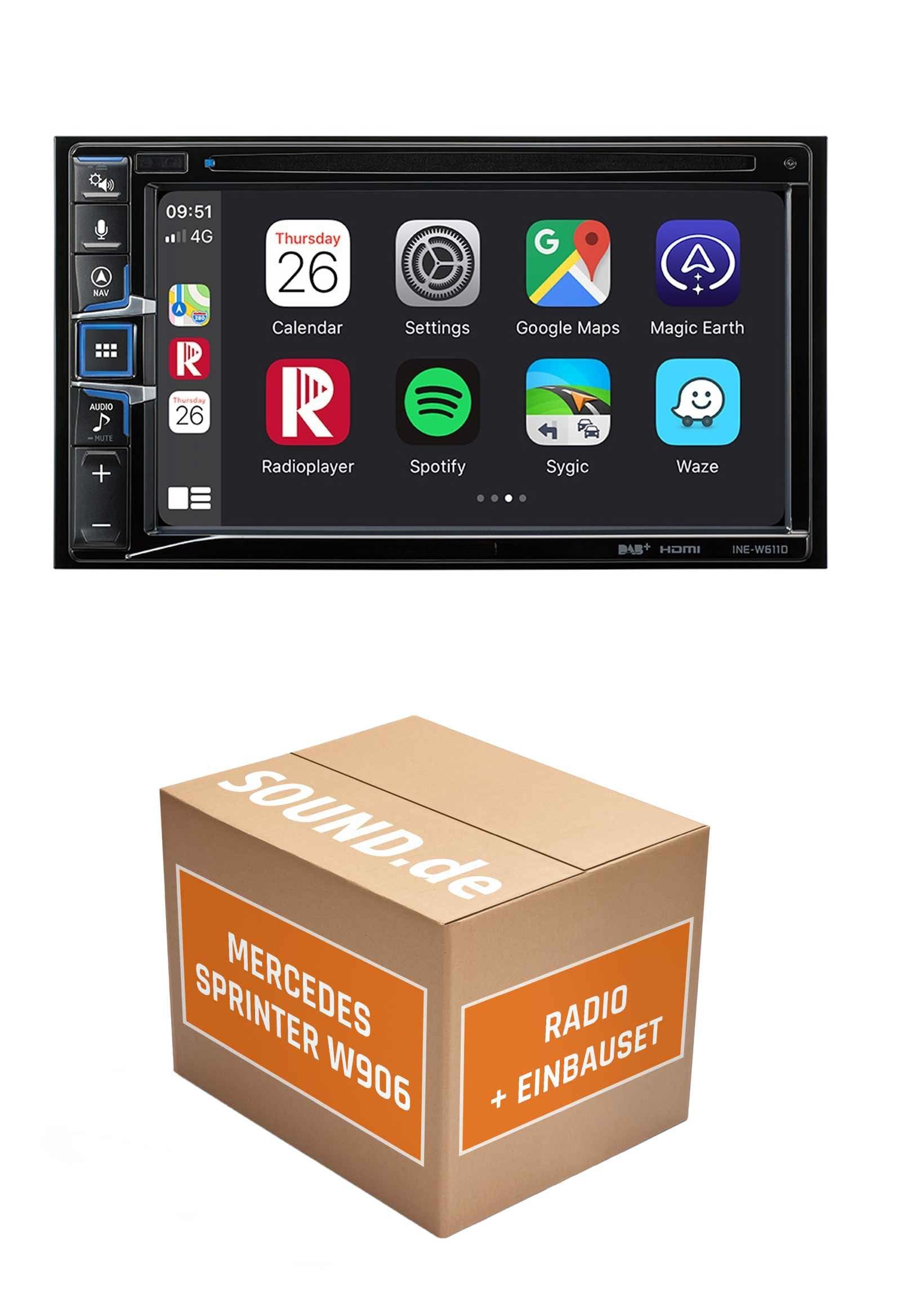 JUST SOUND best choice for caraudio Autoradio Alpine INE-W611D für Mercedes Sprinter W906 Navi Autoradio (RDS, AM/FM Radio, Animiertes Display, Freisprecheinrichtung, 2 DIN)