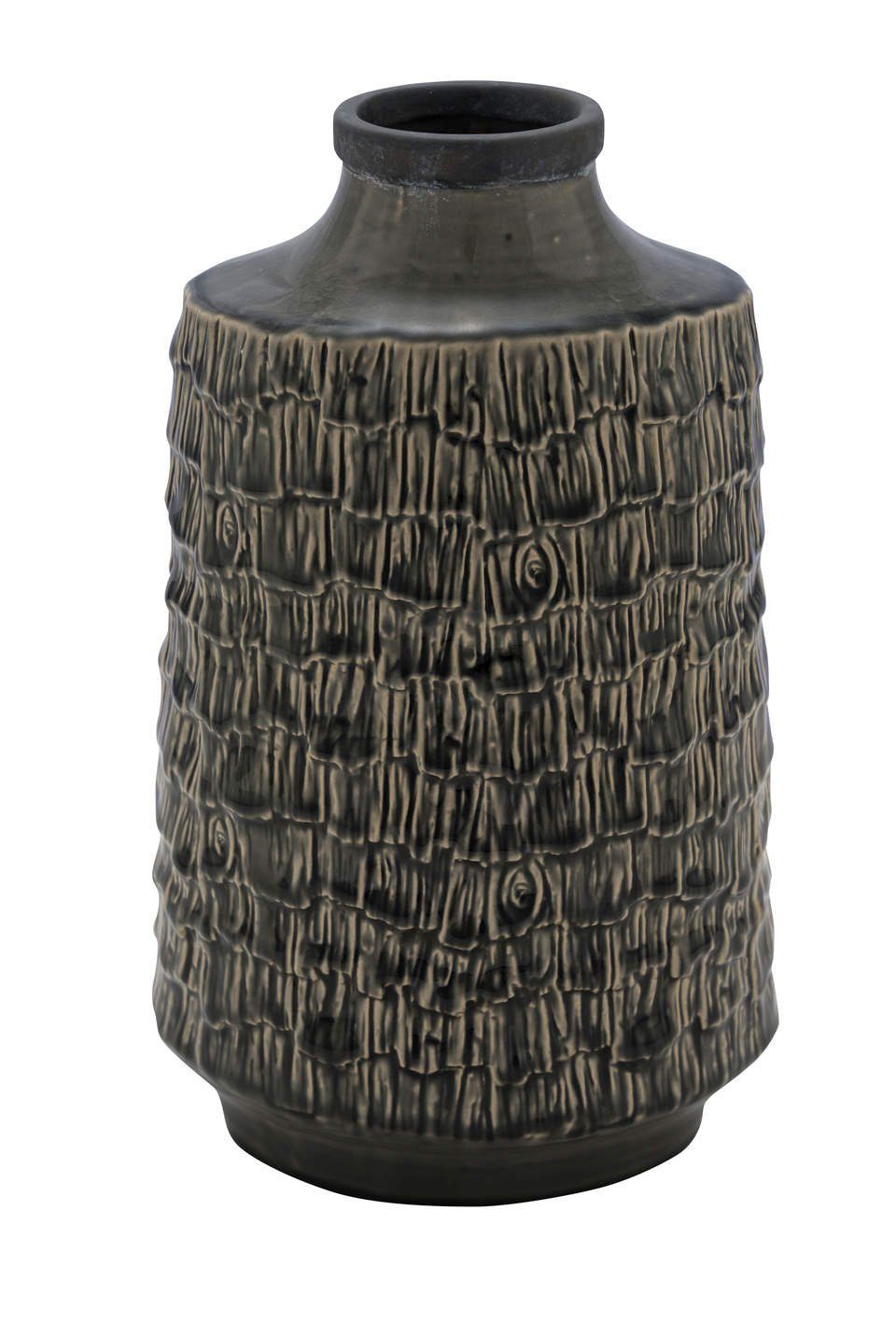 Gehlmann Dekovase Keramikvase, grau, gemustert