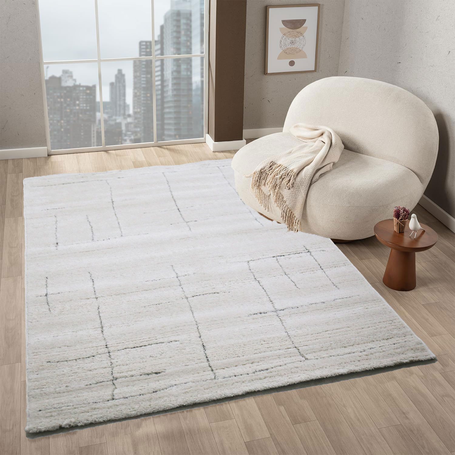 Vimoda Teppich Boho und skandinavischen Stil, Creme & Grau, Rechteckig, Höh günstig online kaufen