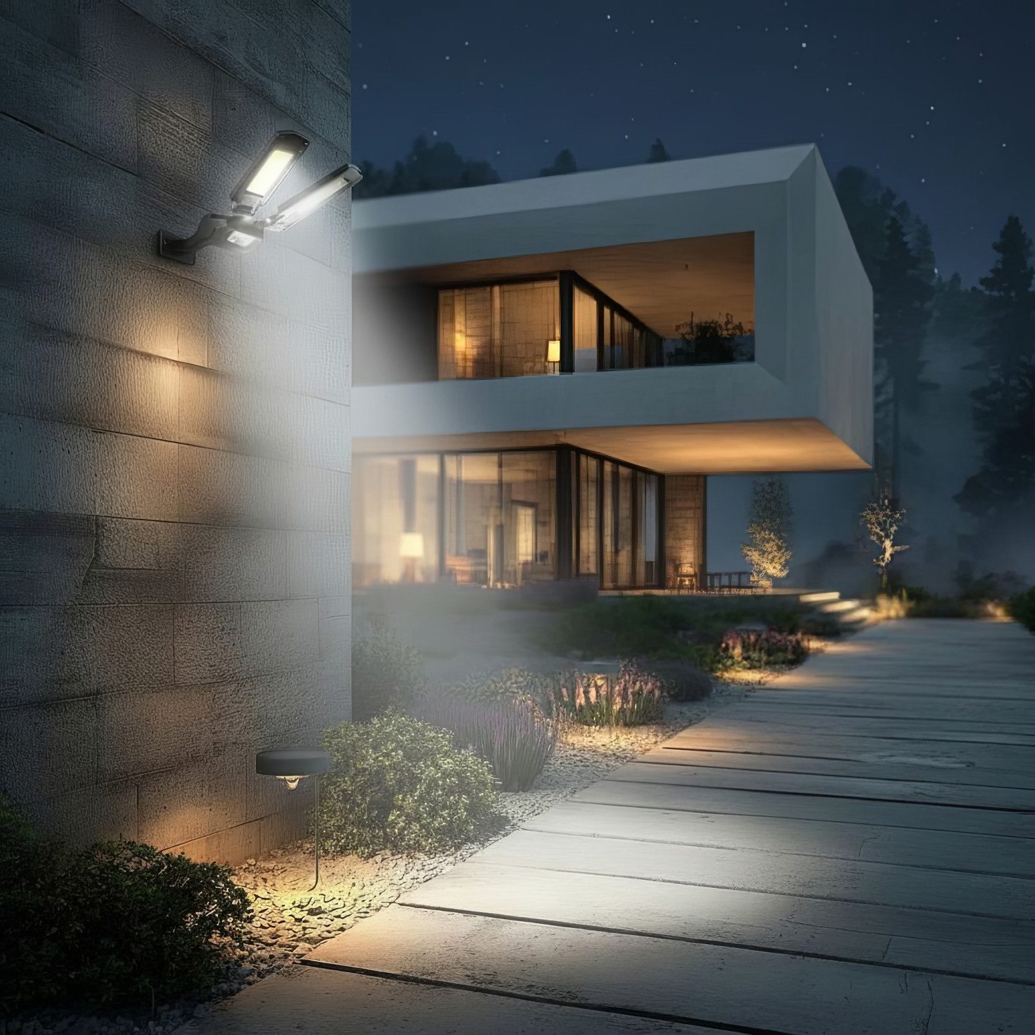 Maclean LED Solarleuchte MCE447, Kaltweiß, Solar Straßenlampe 5W 2x 450 Lumen IP54