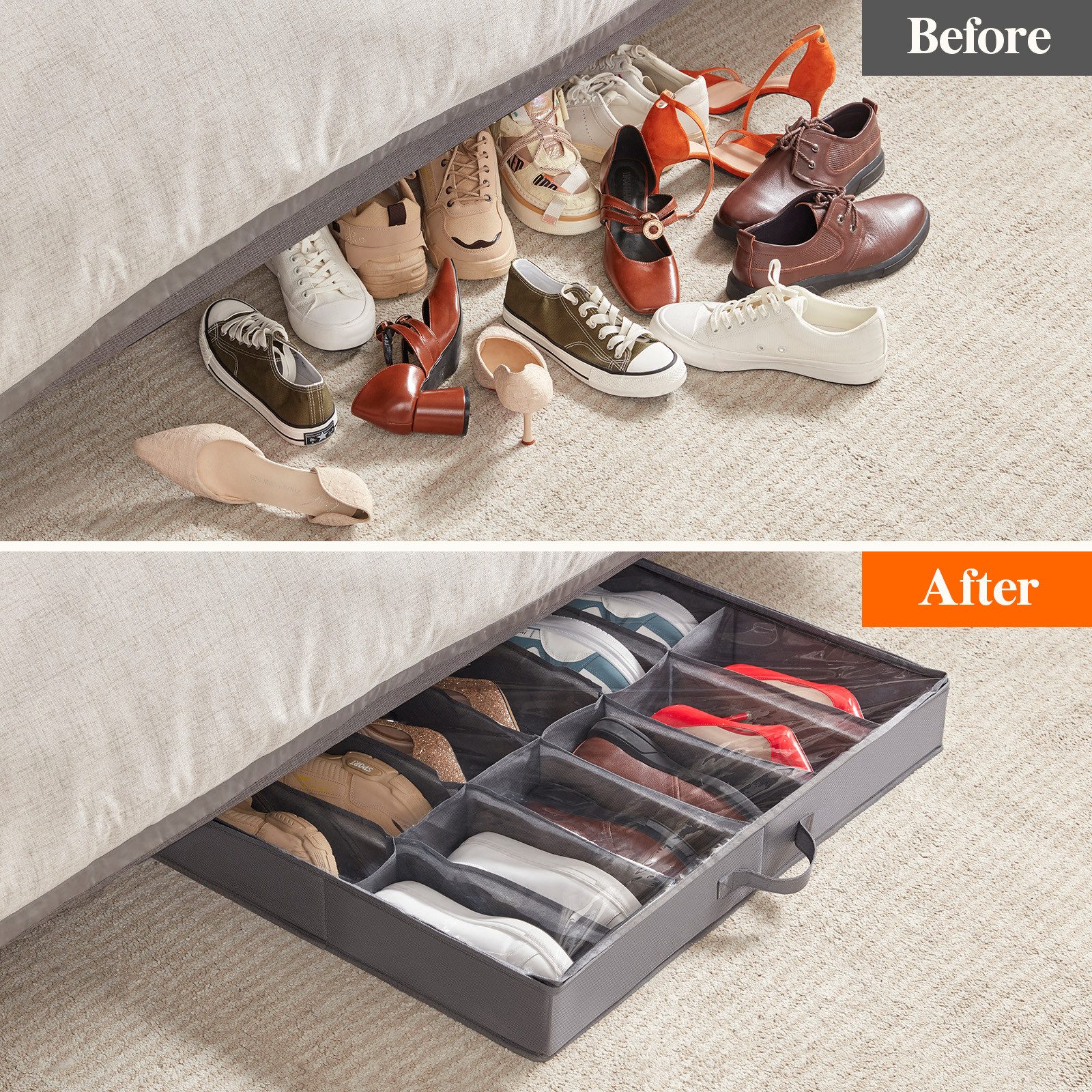 Lifewit Unterbettkommode 2 Stück Unterbettkommode für Schuhe, Faltbare Schuhorganizer, 12 Paar (4 St) – Bild 5 von 5