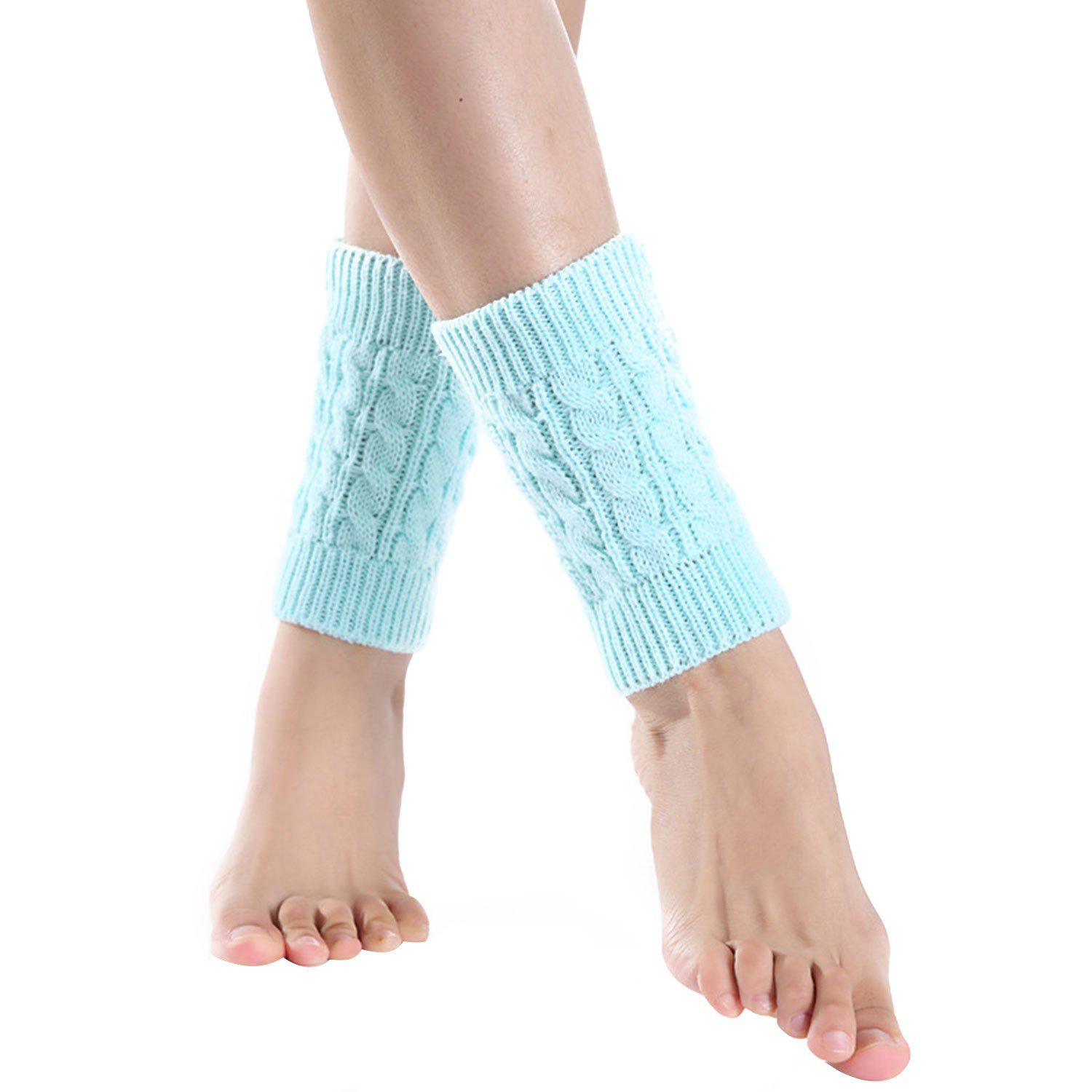 MAGICSHE Beinstulpen Stulpen Damen Winter Beinwärmer Gestrickte Legwarmers Grün