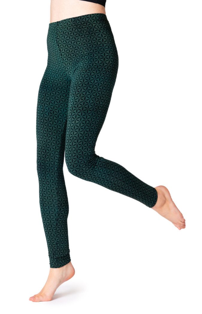 PANASIAM Leggings Unikat Batik Leggings Blume des Lebens handgefertigte lange Leggings aus natürlicher Viskose modern elastisch ideal für Yoga Sport Fitness