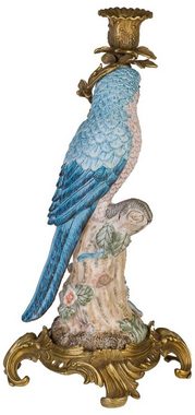 Aubaho Kerzenständer Kerzenhalter Kerzenständer Papagei Porzellan Skulptur Antik-Stil 36cm