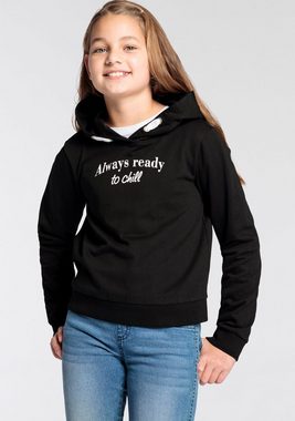 KIDSWORLD Kapuzensweatshirt ALLWAYS READDY TO CHILL, Sprüche Sweat in kurzer Form