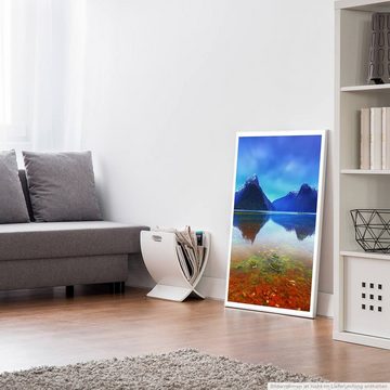 Sinus Art Poster Landschaftsfotografie 60x90cm Poster Rote Algen und Berge