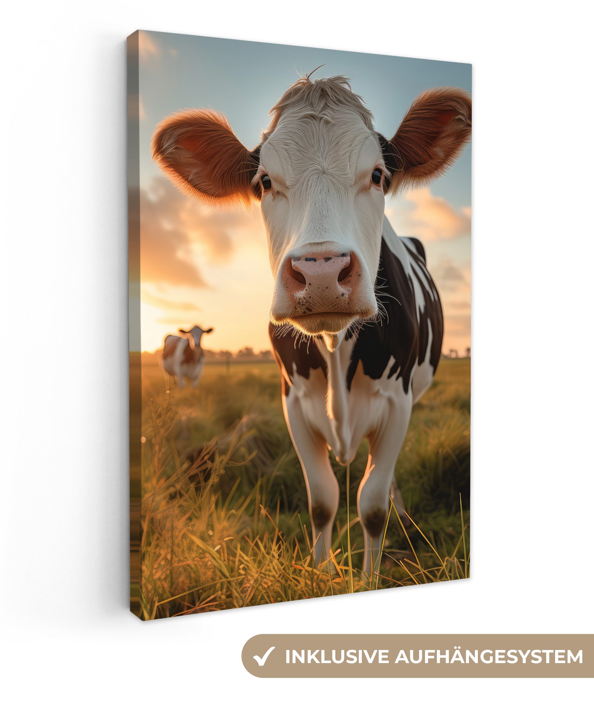 OneMillionCanvasses® Leinwandbild Kuh - Wiese - Tierportrait - Natur - Kühe günstig online kaufen