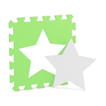 relaxdays Spielmatte 18 x Puzzlematte Sterne weiß-grün