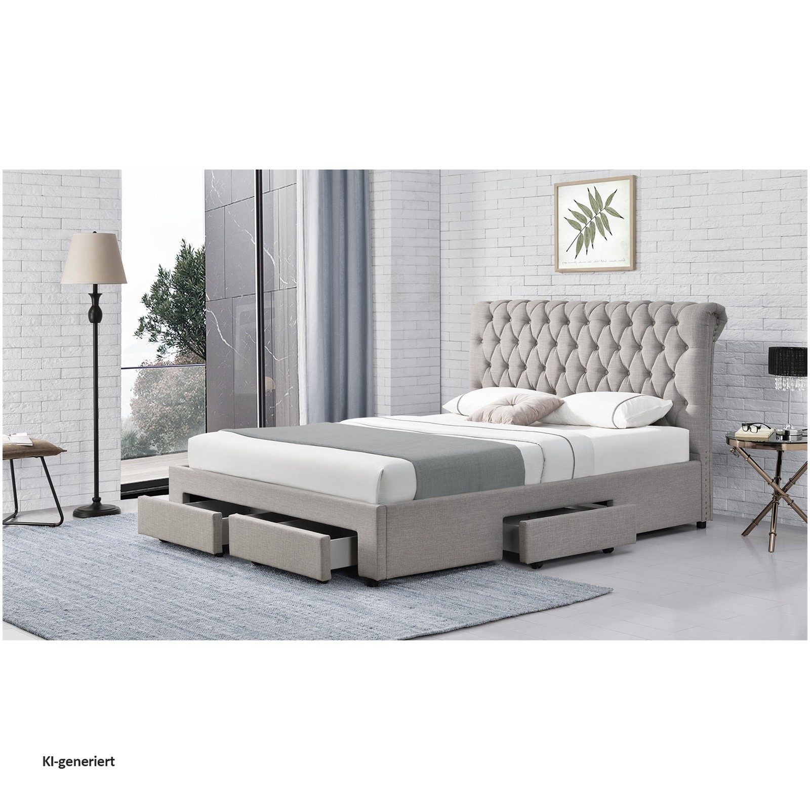 HTI-Line Bett Claire 180 (1 Stück, 1-tlg., 1x Bett Claire 180 mit Lattenrost, ohne Matratze und Dekoration), Doppelbett mit Lattenrost und Schubladen 180 x 200 Liegefläche