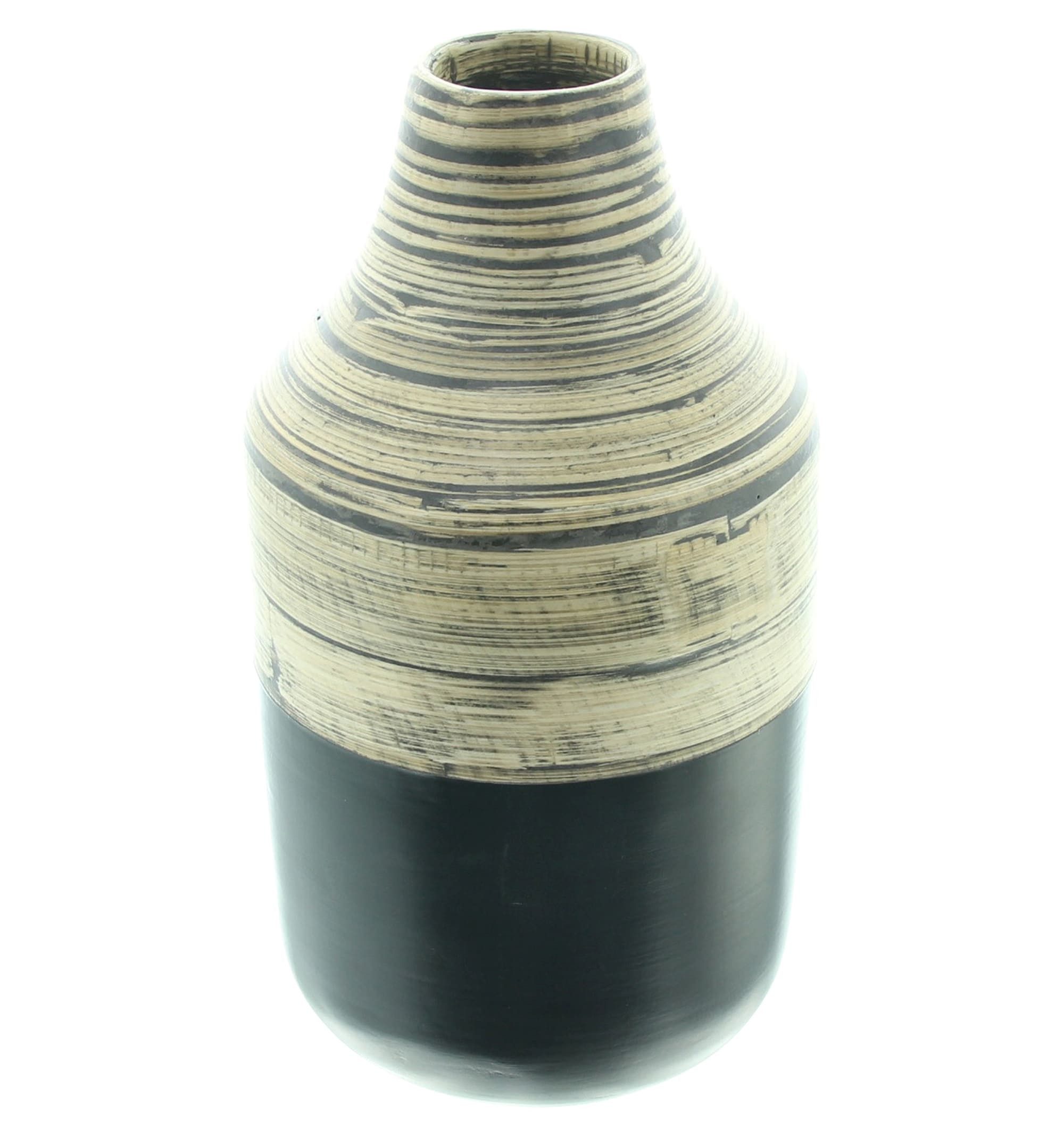 Dekoleidenschaft Dekovase "Black Bamboo" Bambus Blumenvase, natur & schwarz, 24 cm hoch, Vase, für Trockenblumen, Gräser, Äste