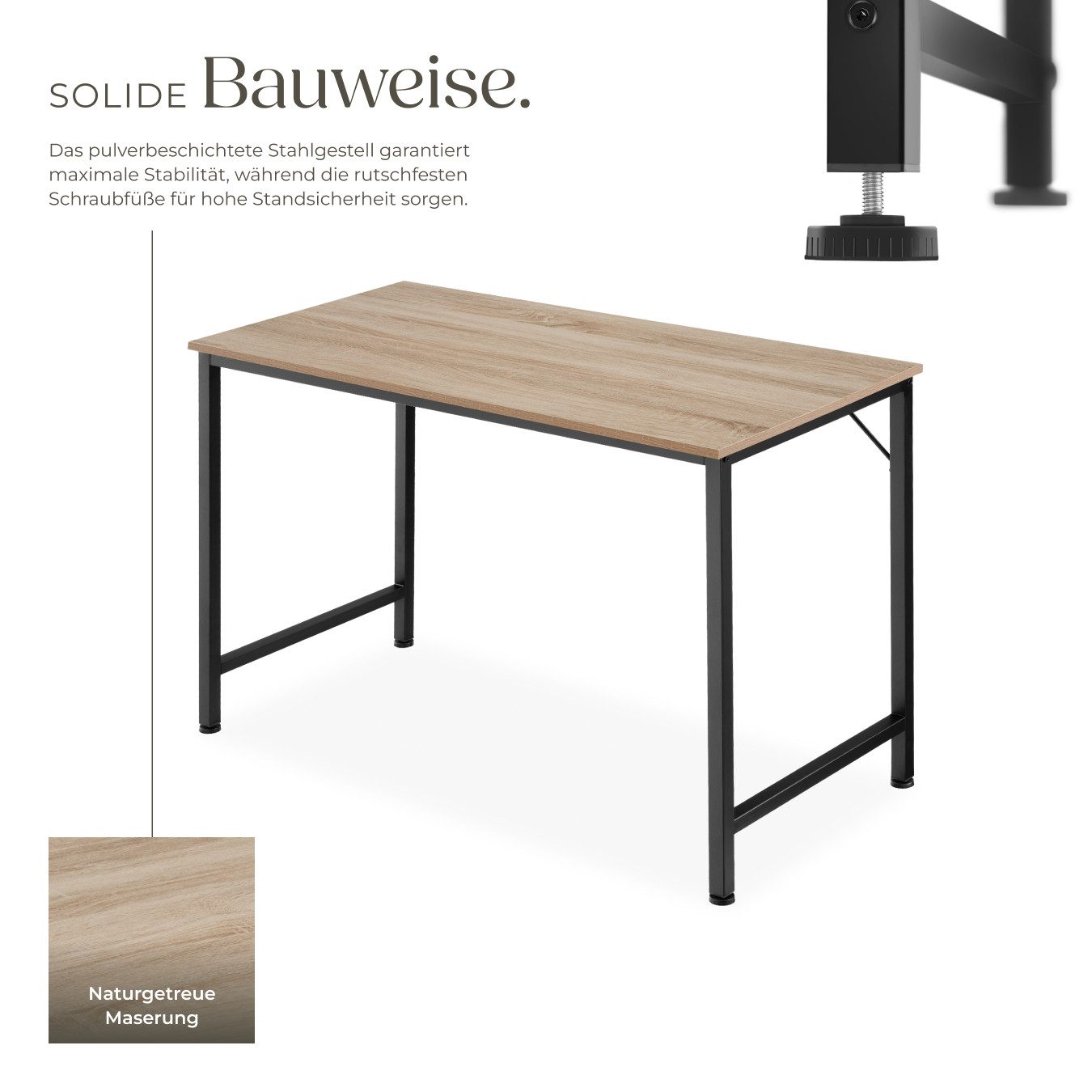tectake Schreibtisch Jenkins (1-St., 1 tlg), Geradliniger Schreibtisch im minimalistischen Industrie-Stil