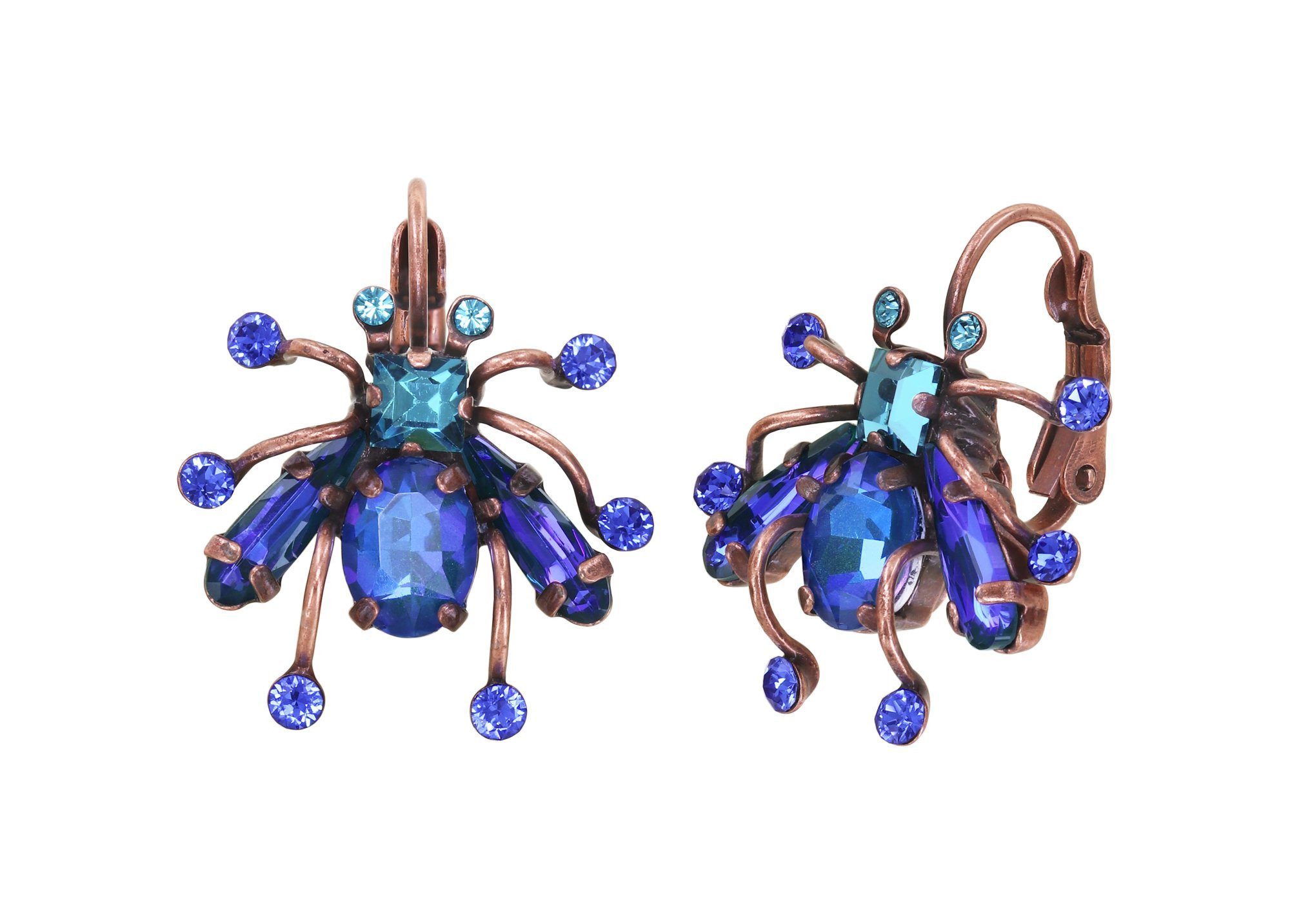 KONPLOTT Paar Ohrhänger KONPLOTT Ohrringe Klappbügel Clubbing Bugs blau antik Kupfer (1-tlg)