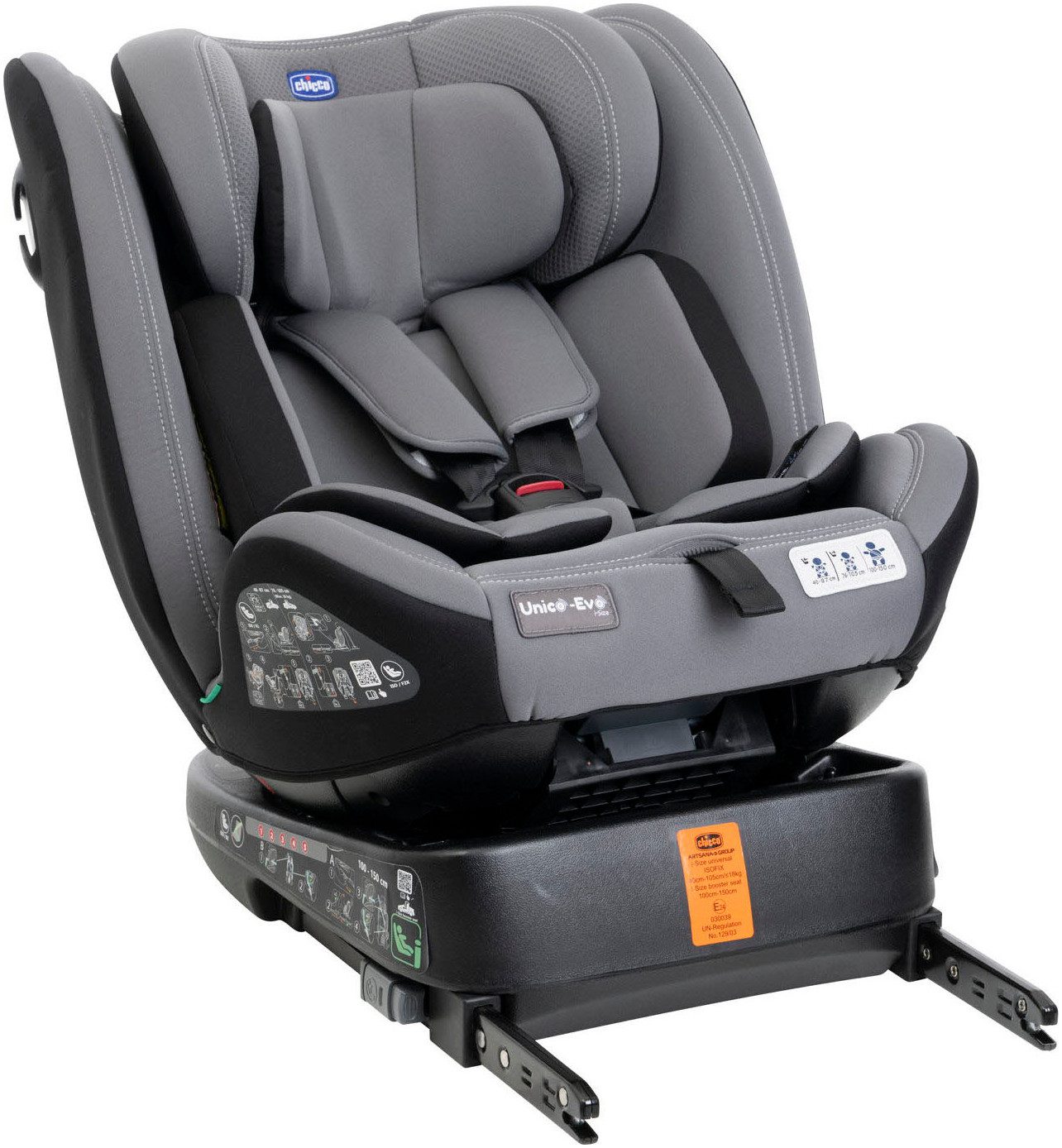 Chicco Autokindersitz Unico Evo i-Size, Grey Black, ab: 40 cm, bis: 150 cm, ISOFIX-Befestigung