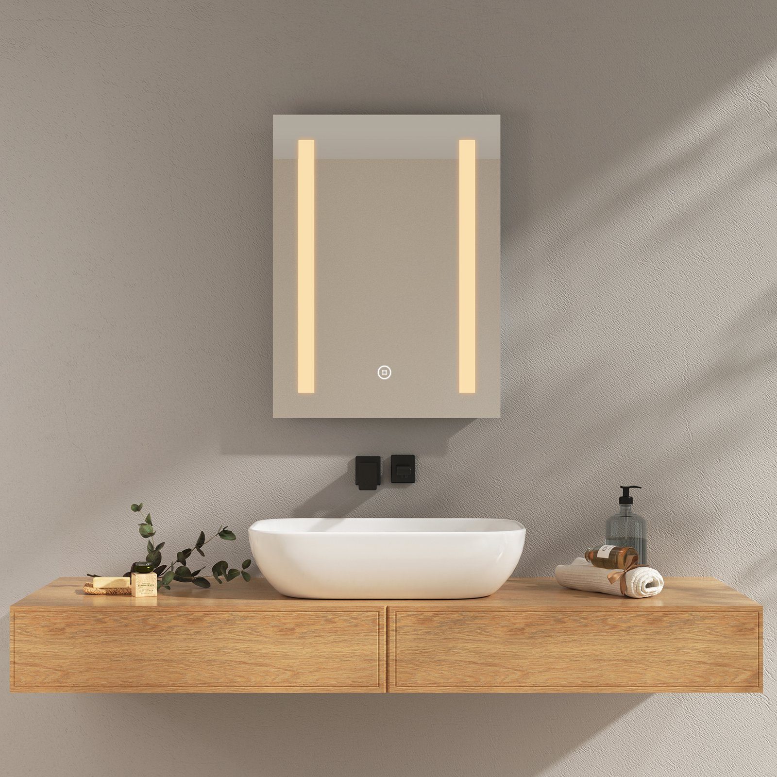 und Lichtspiegel, EMKE Badspiegel Beleuchtung Touch-schalter Beschlagfrei 1 Modell Badezimmerspiegel Badspiegel mit LED und