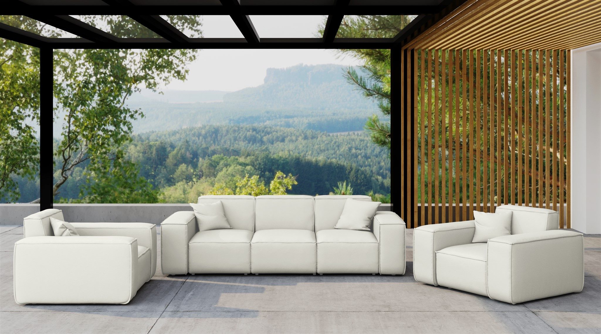 Fun Möbel Loungesofa Gartensofa Sofa 3-Sitzer SUMMER, Pflegeleichter und wetterfester Bezug, inkl. 2 Zierkissen