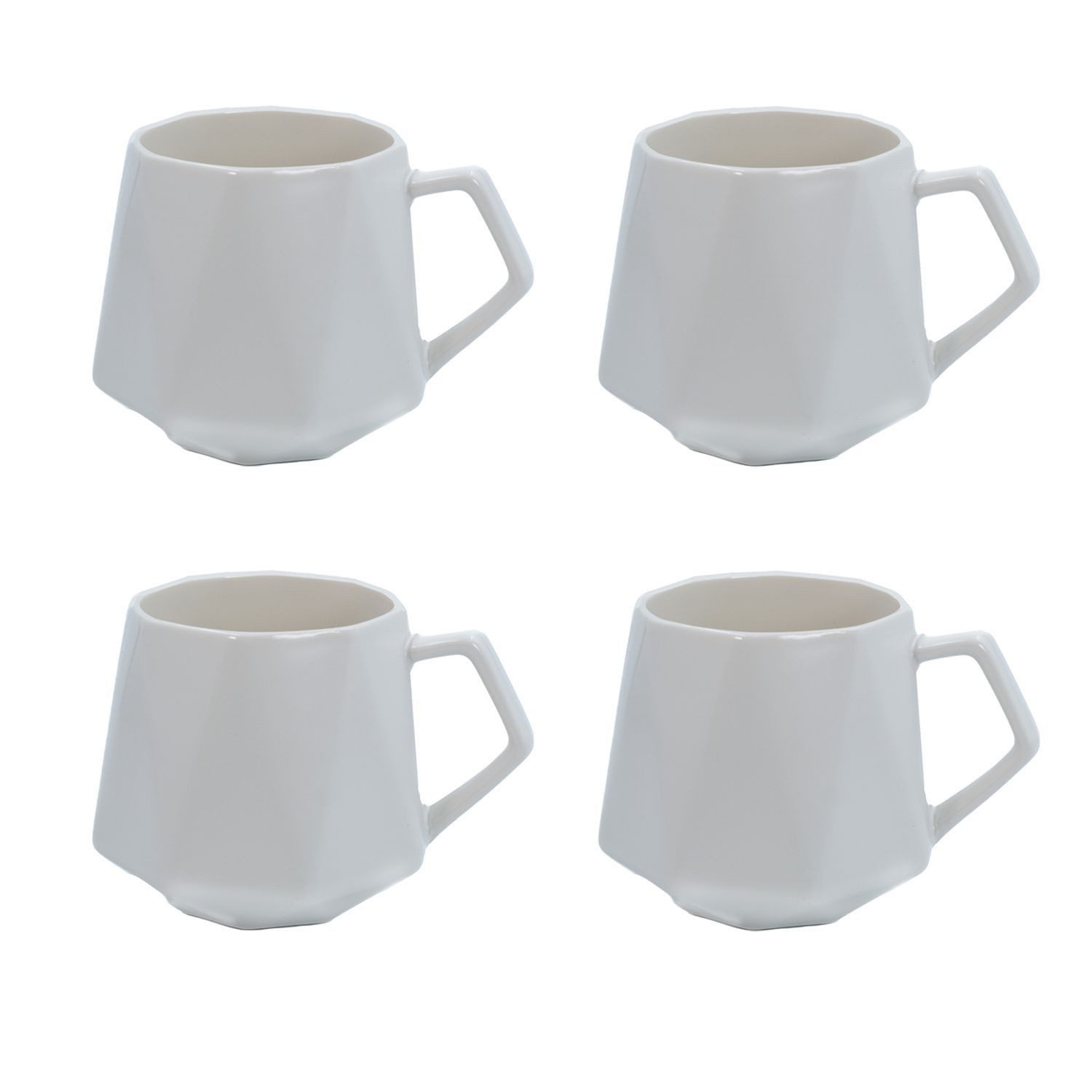 Intirilife Tasse, 4-tlg., Keramik, Kaffee Tee Tasse in Feinschliff Optik 350 ml - 13 x 10.5 x 9.2 cm