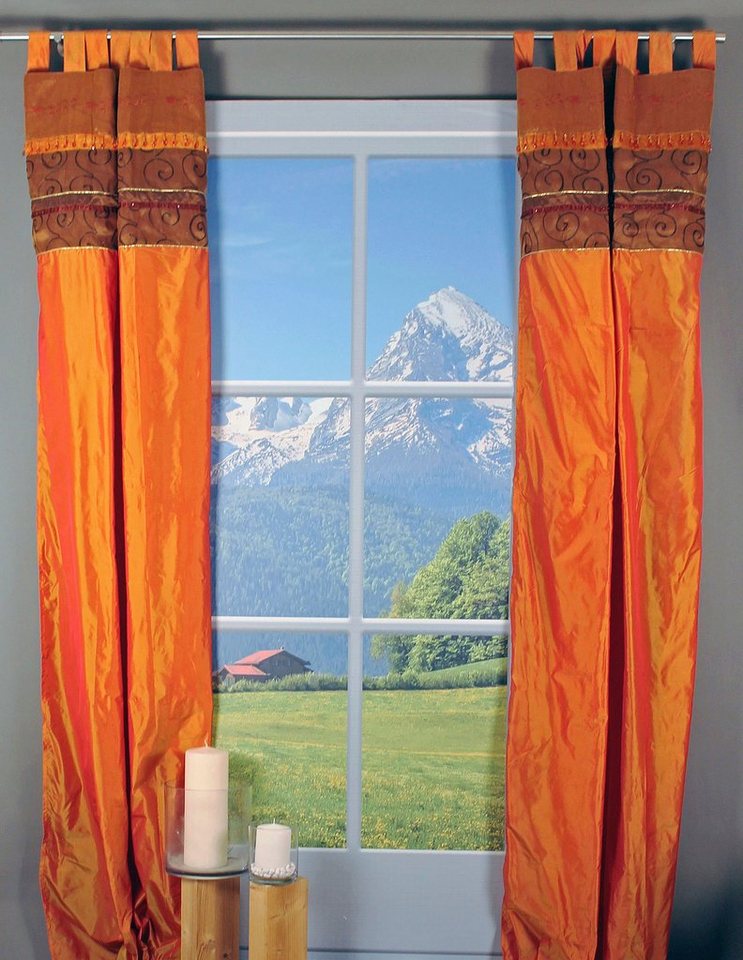 Gardine Oeschinensee, HOSSNER - ART OF HOME DECO, Schlaufen (1 St),  transparent, Schlaufenschal mit Kunststoffhänger