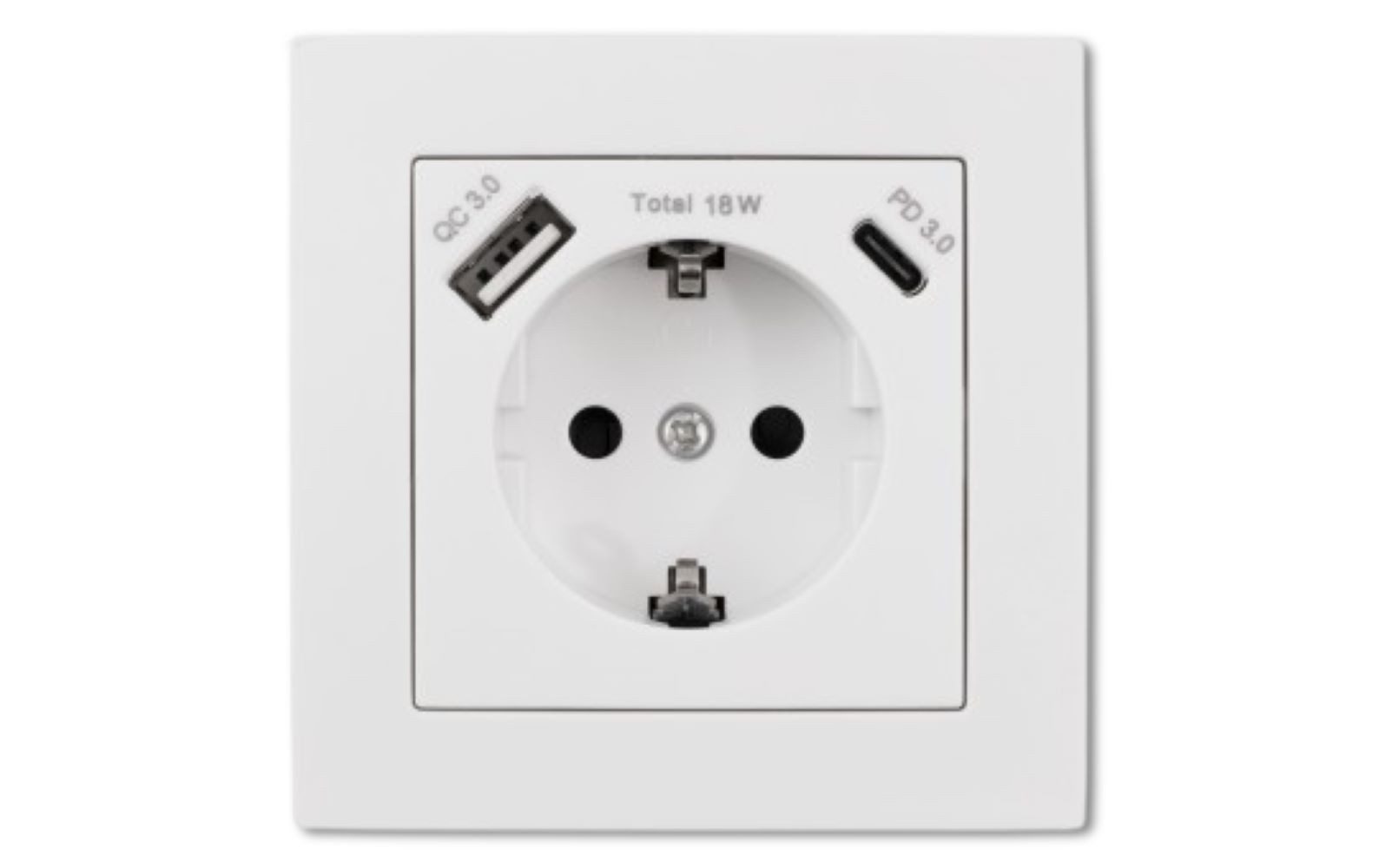Lichtideen Schalter 7895 Levina 1-er Schukodose 2xUSB QC3.0+PD3.0 weißer Rand (Taster, Schalter, Anennendose, Steckdose mit USB lieferbar)