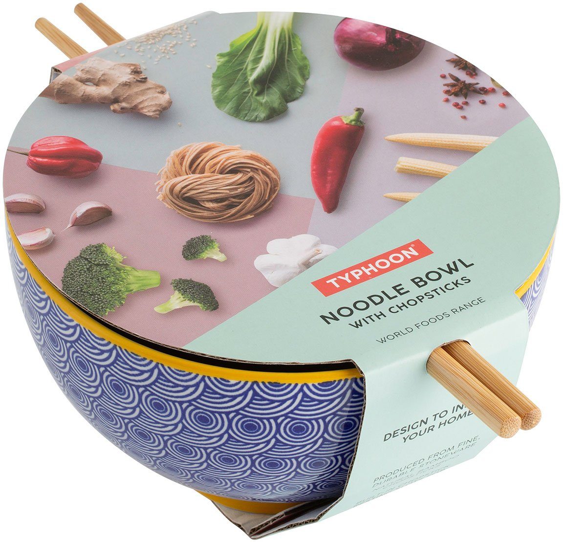 Typhoon Suppenschale, Steingut, (1-tlg), für die Asia Küche, inkl. Stäbchen, Ø 16 cm