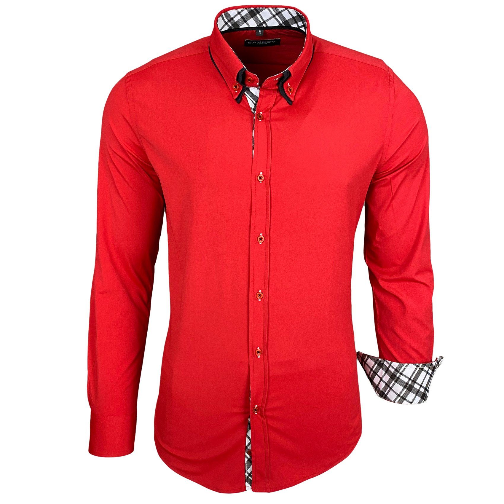 Baxboy Langarmhemd Baxboy Herren Hemd Kentkragen Hemden Slim Fit Anzug Kont günstig online kaufen