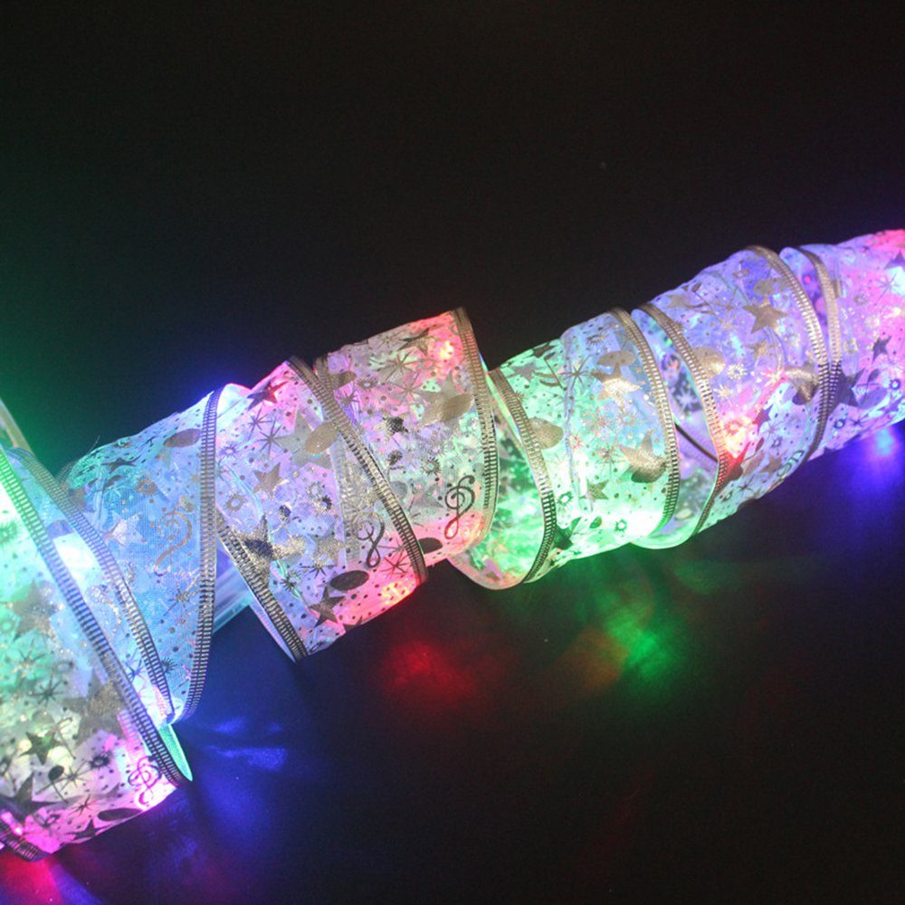 Schleife, für Party LED-Lichterkette batterie, Deko, Weihnachtsbaum Silber (Mehrfarbig) Kupferdraht wasserdicht, Rosnek