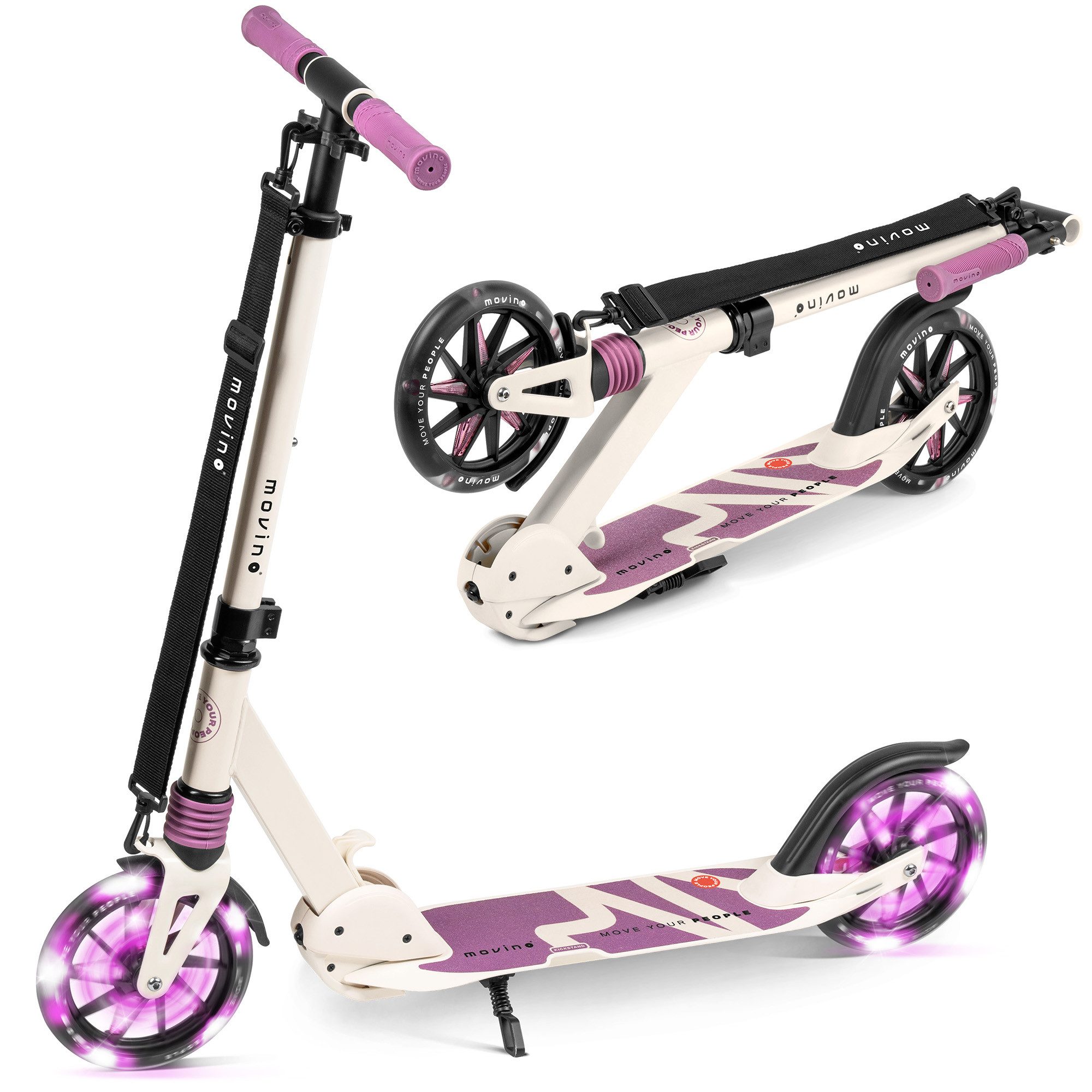Movino Cityroller MOVINO CITY LIGHT Stoßdämpfer LED-Rollen max. 100kg